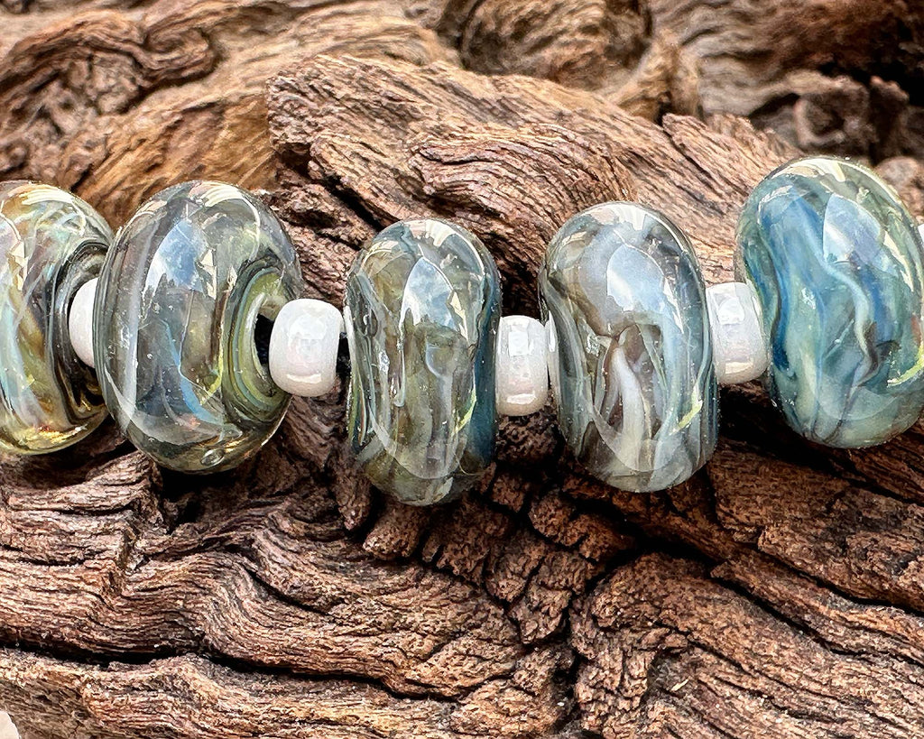dark green lampwork beads