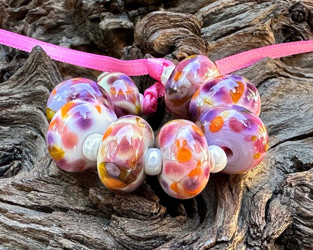 sunset lampwork beads