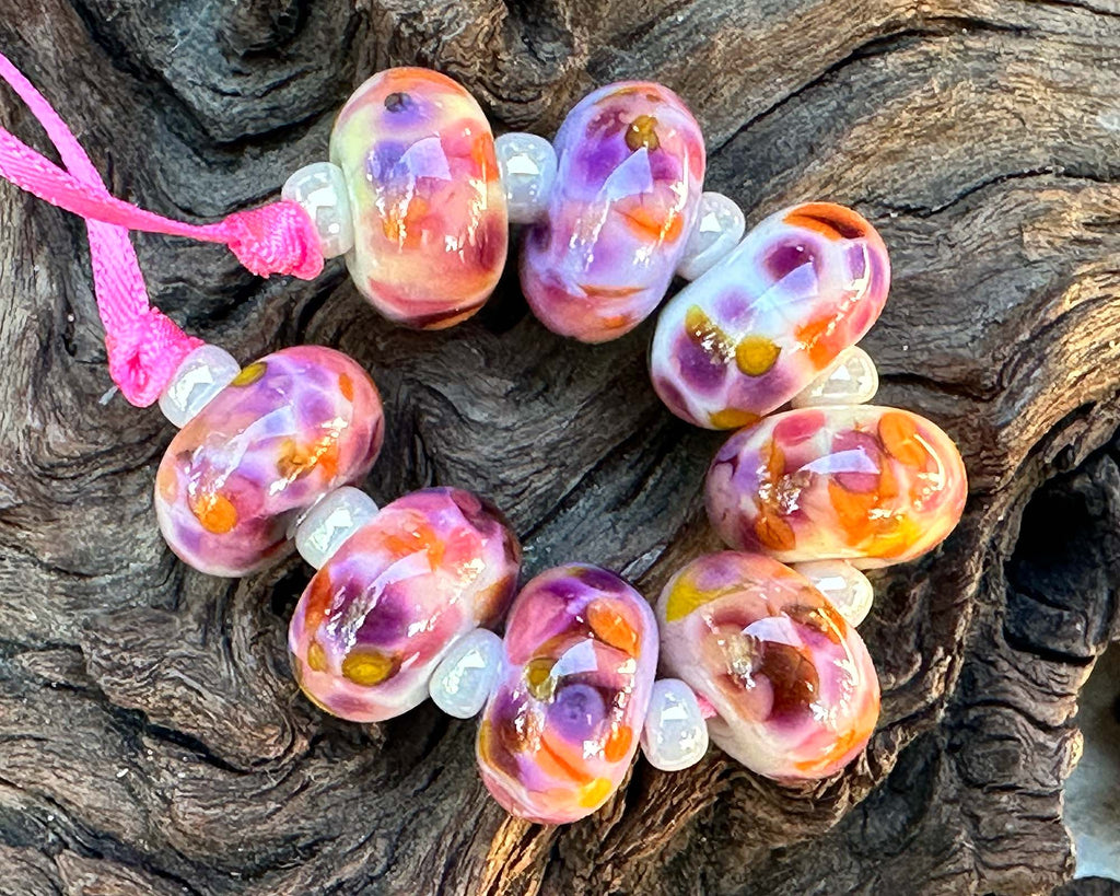 sunset lampwork beads