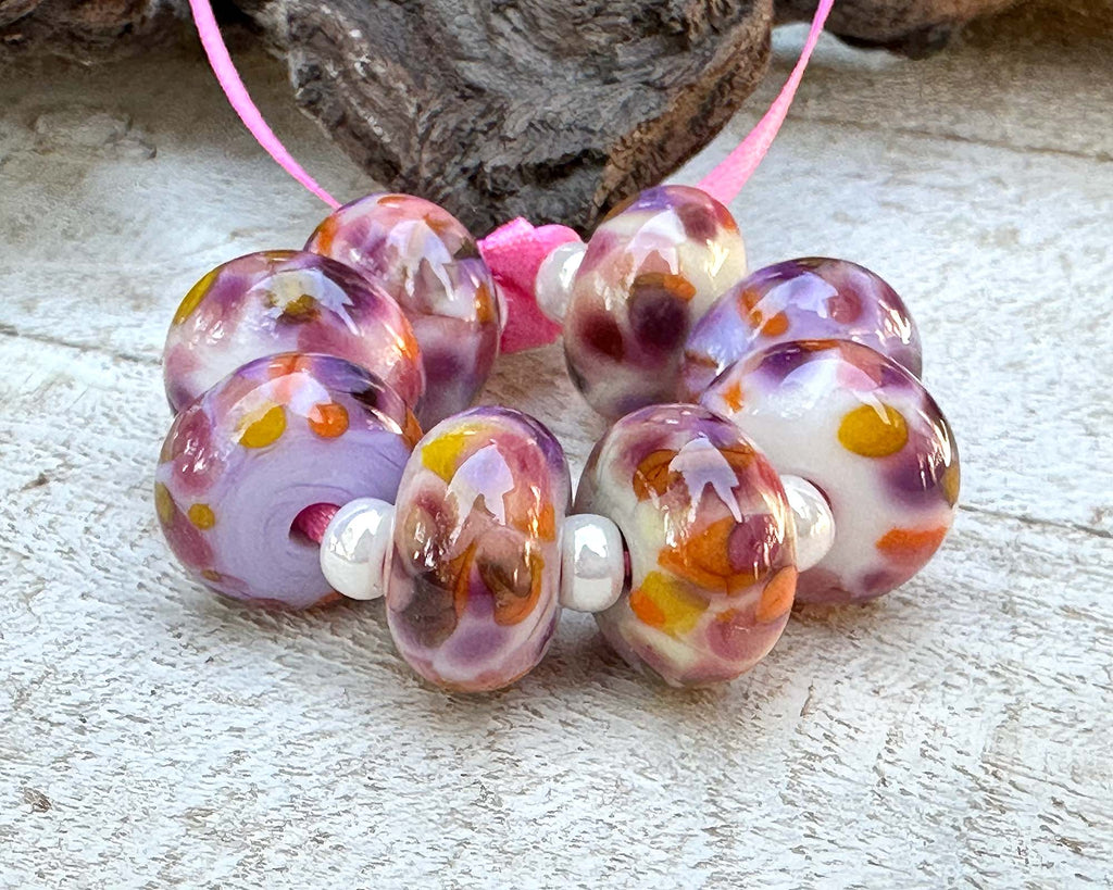 sunset lampwork beads