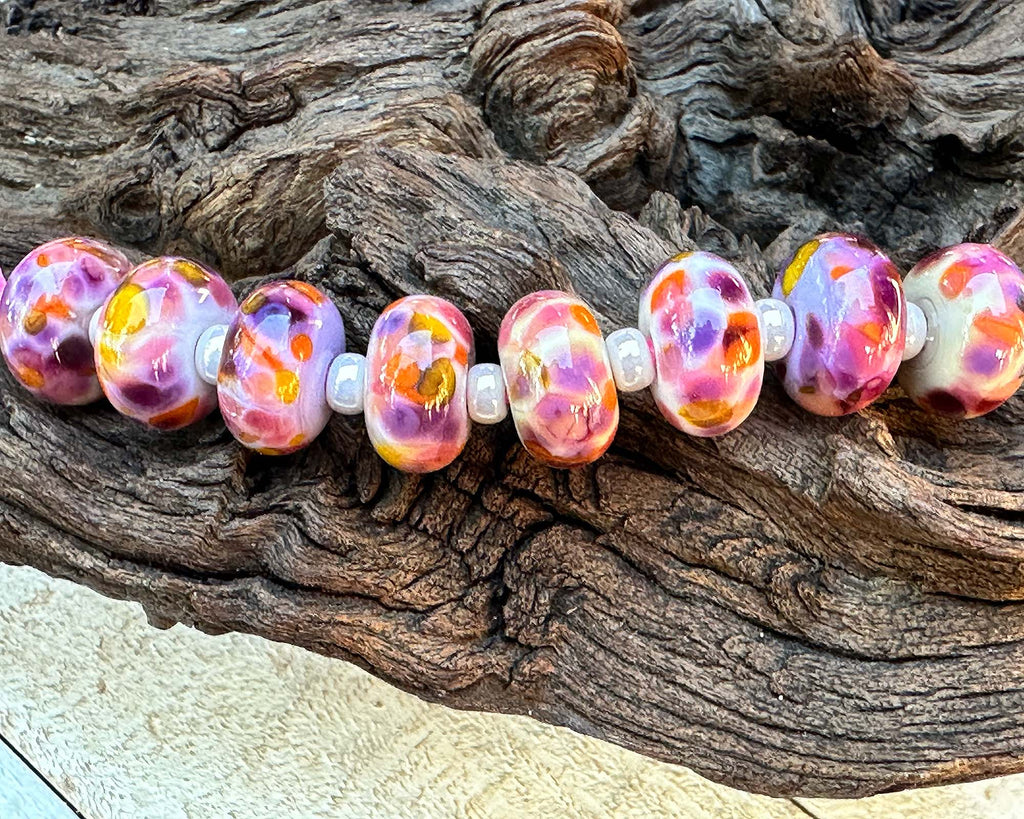 sunset lampwork beads