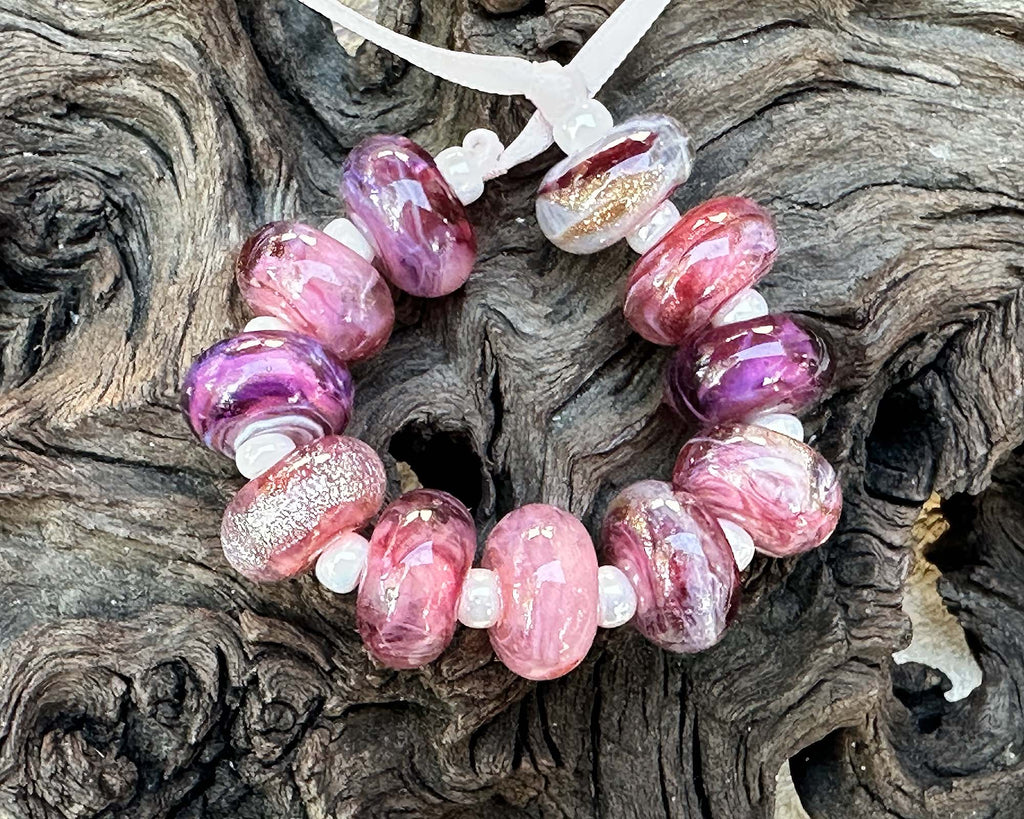 pink lampwork beads