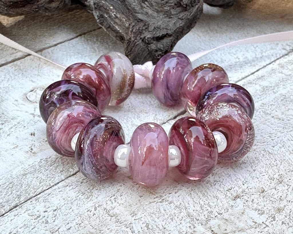 pink lampwork beads