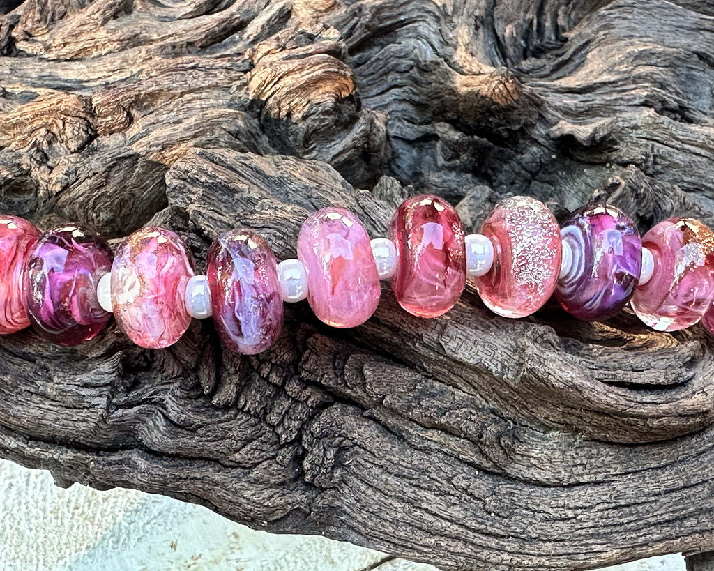 pink lampwork beads