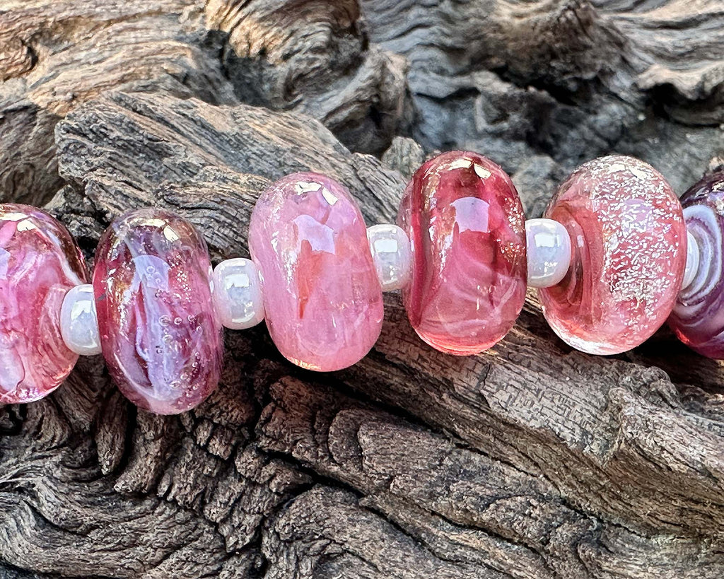 pink lampwork beads
