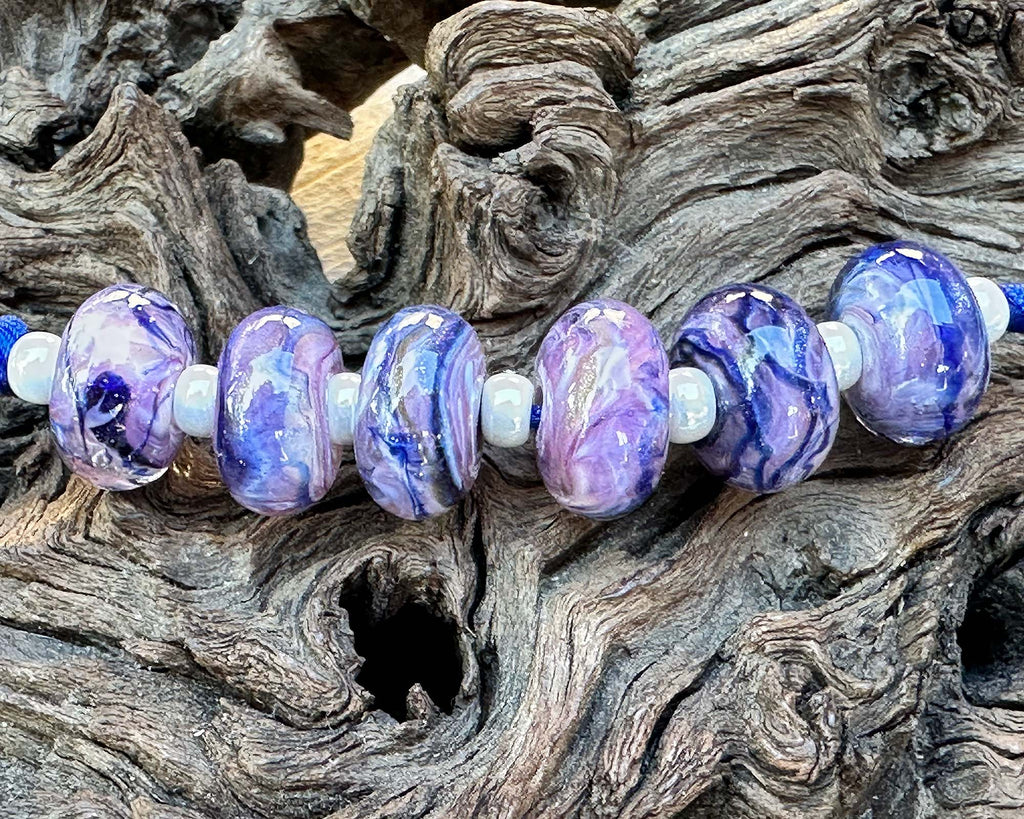 lavender lampwork beads