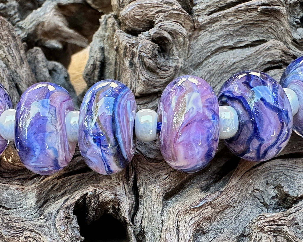 lavender lampwork beads