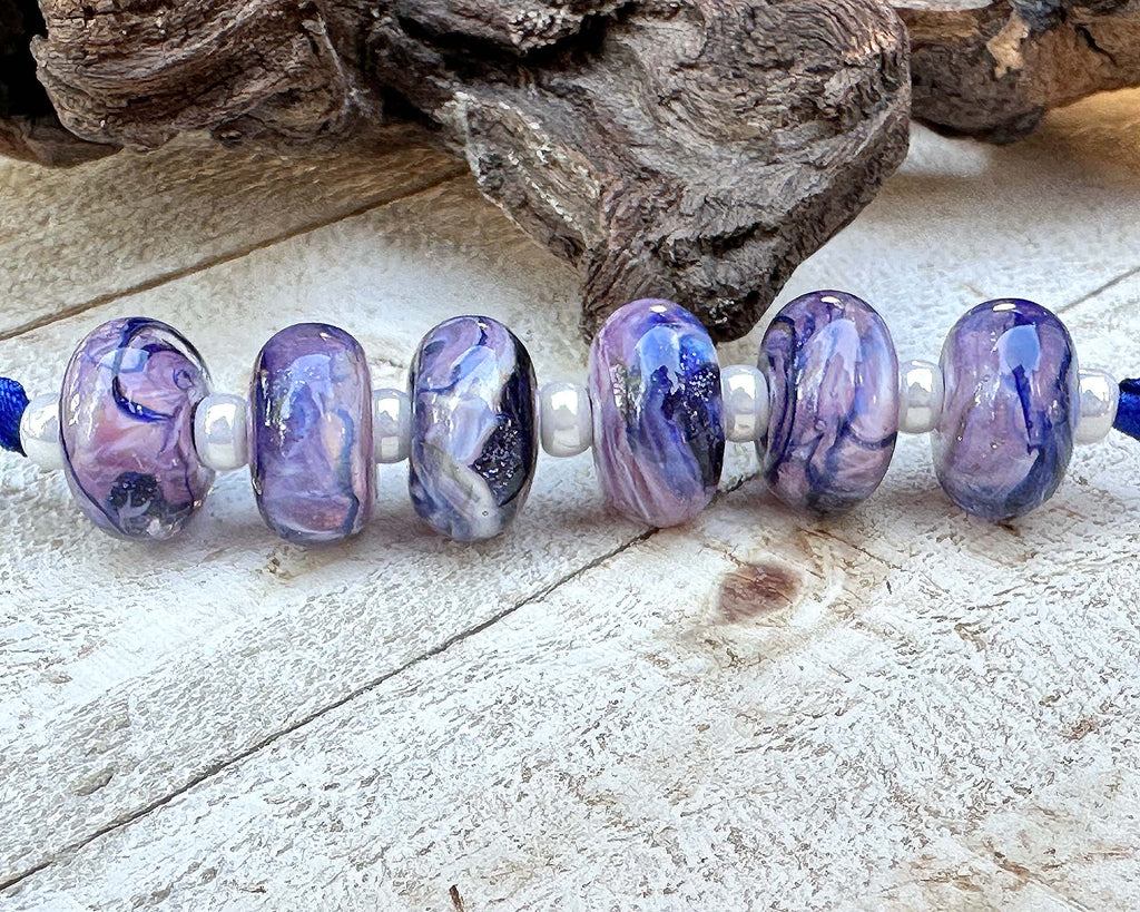 lavender lampwork beads