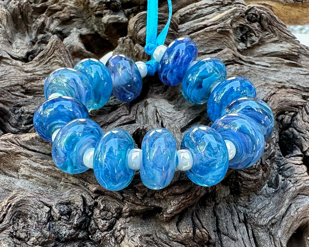 blue lampwork beads