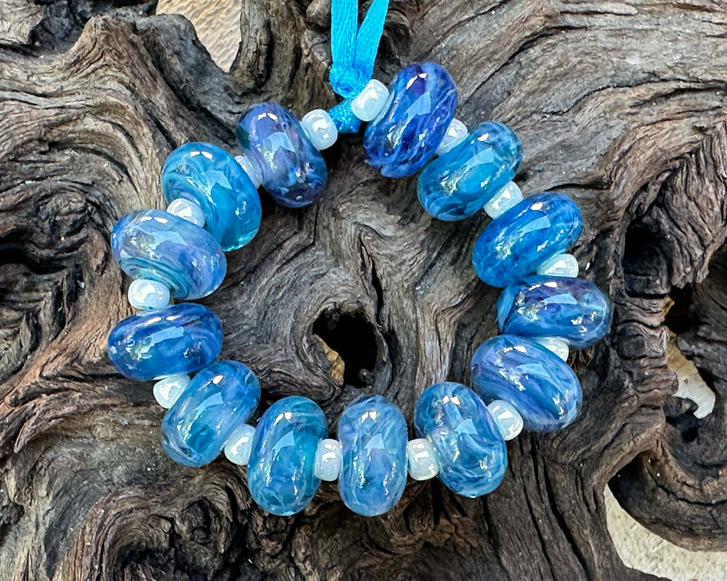 blue lampwork beads