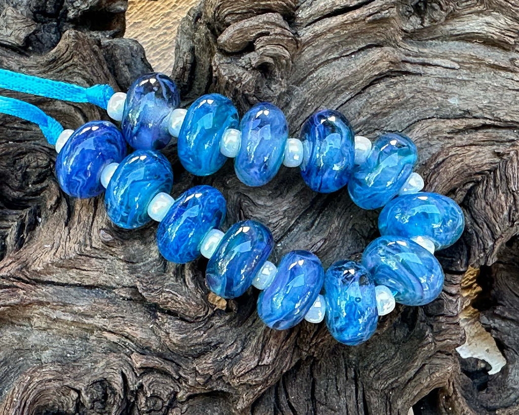 blue lampwork beads