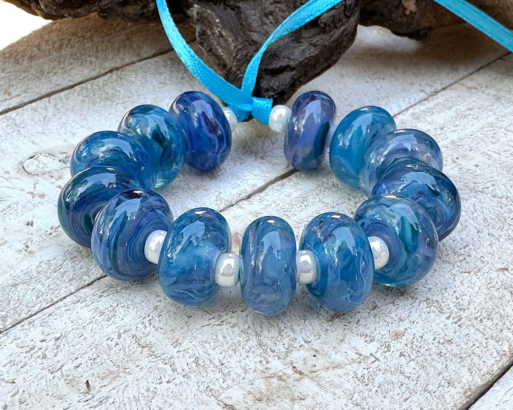 blue lampwork beads