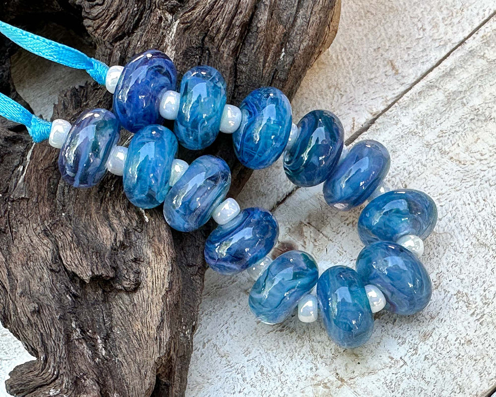 blue lampwork beads