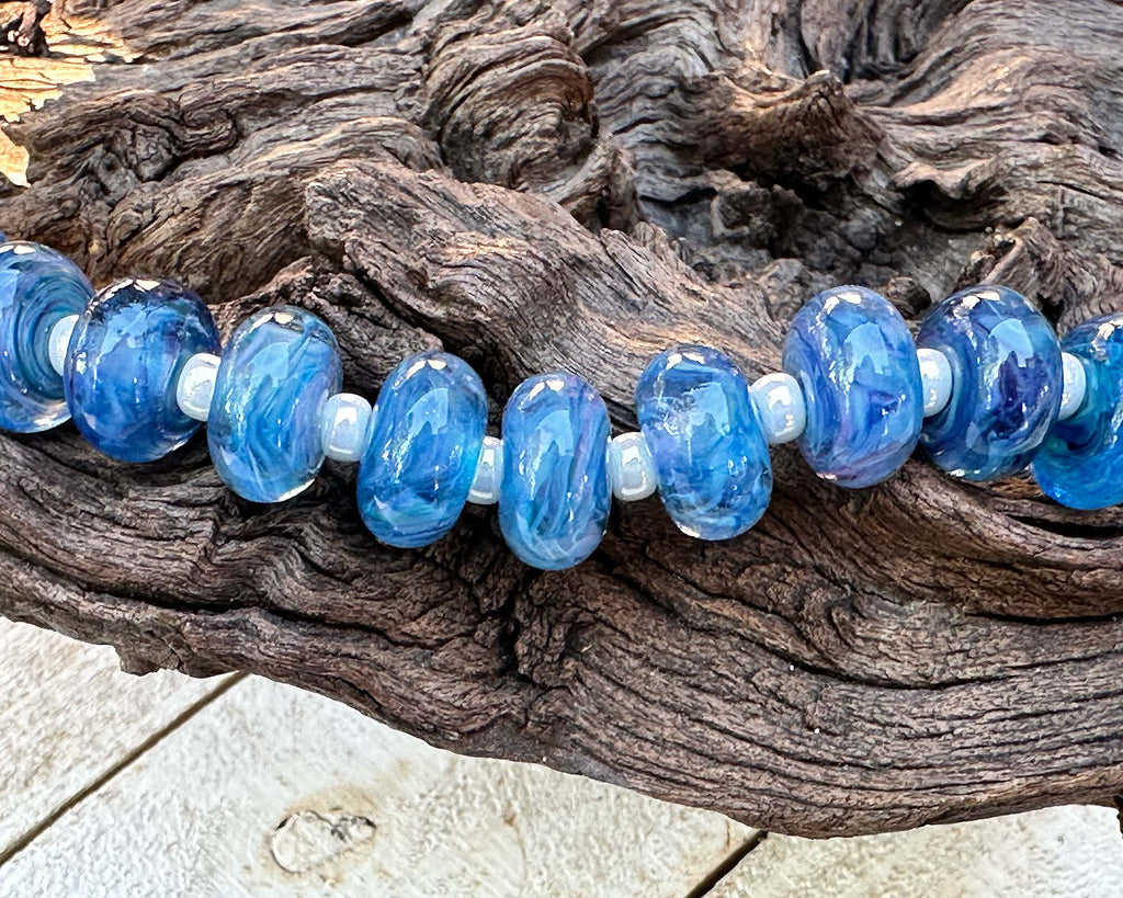 blue lampwork beads
