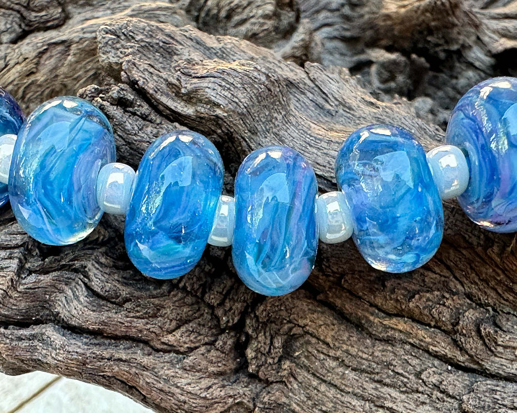 blue lampwork beads