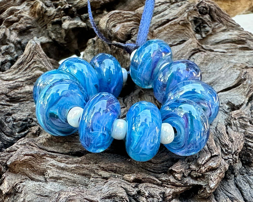 blue lampwork beads