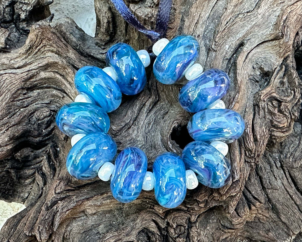 blue lampwork beads