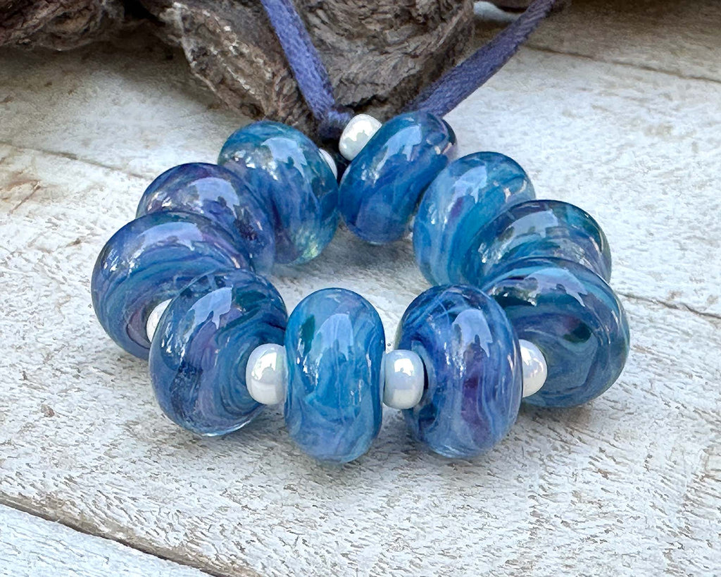 blue lampwork beads