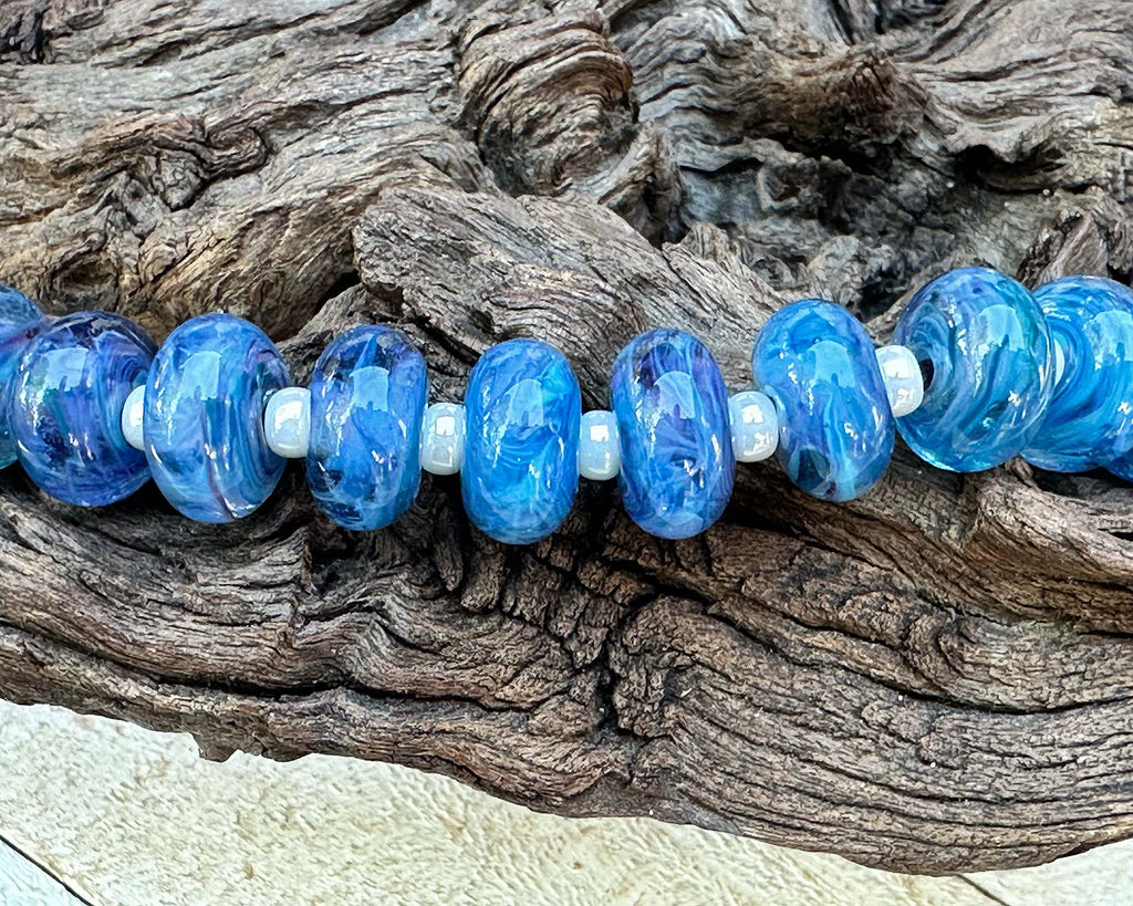 blue lampwork beads