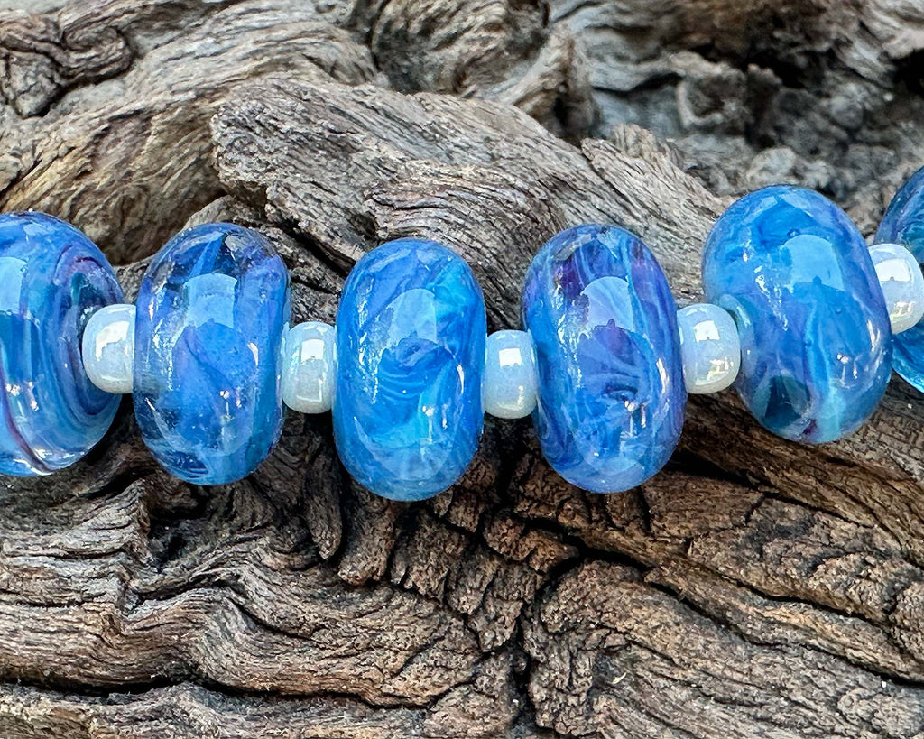 blue lampwork beads
