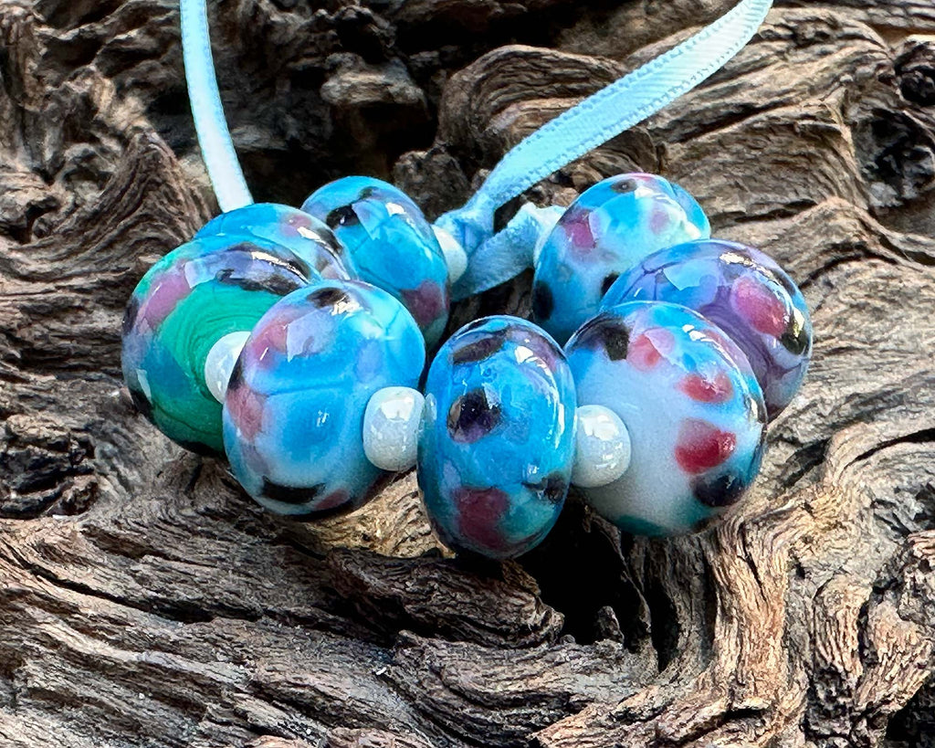 blue lampwork beads