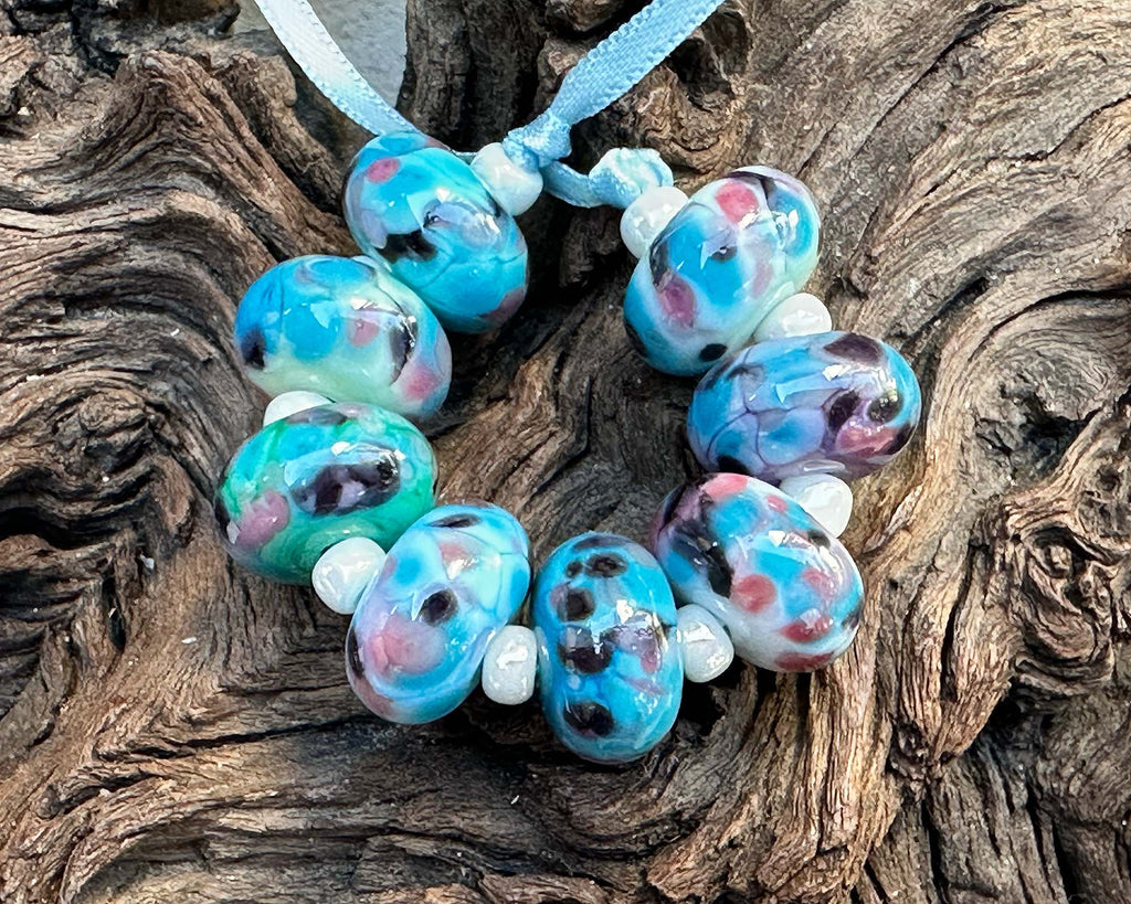 blue lampwork beads