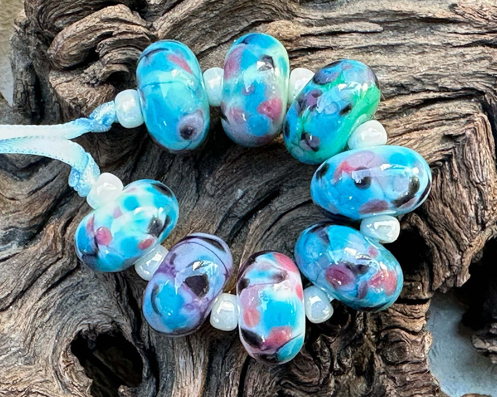 blue lampwork beads