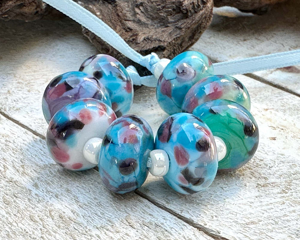 blue lampwork beads
