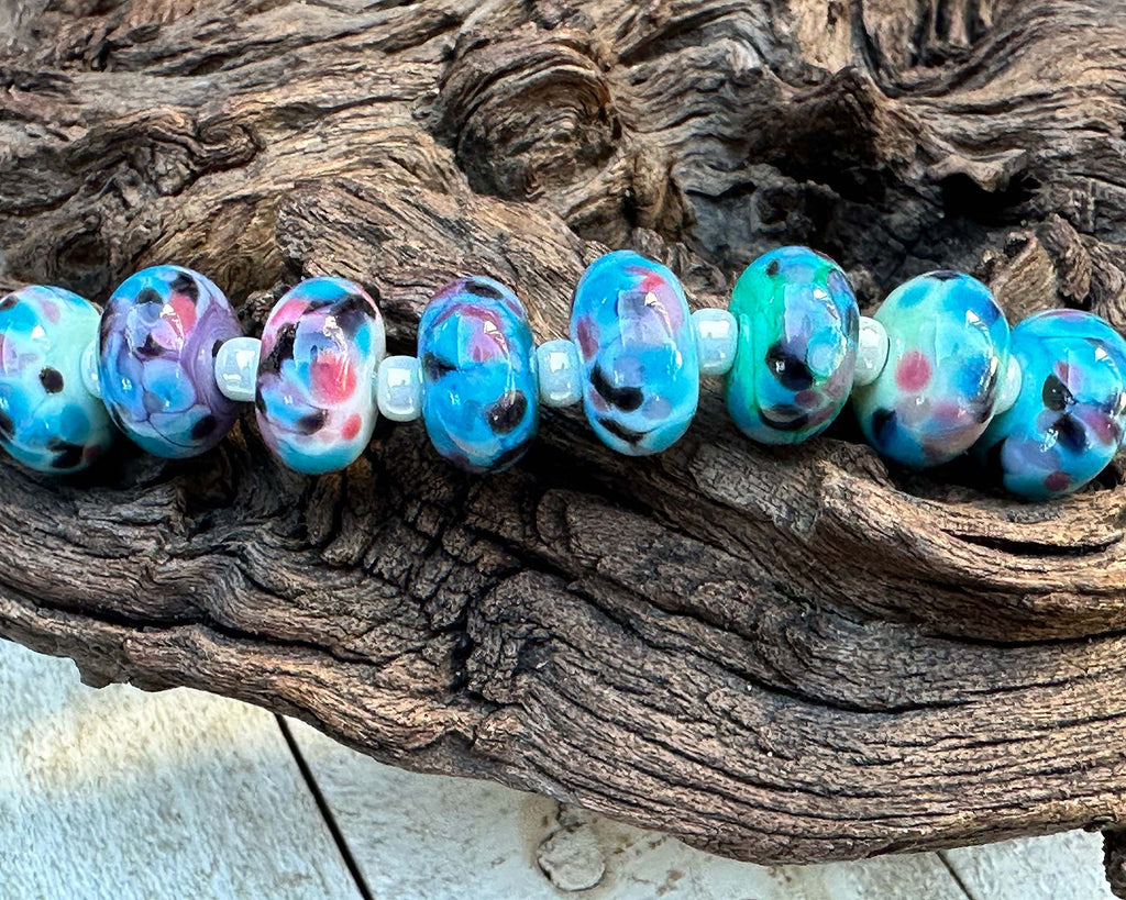 blue lampwork beads