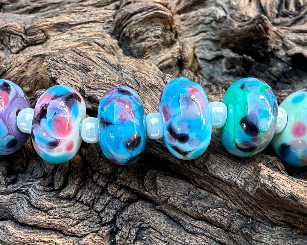 blue lampwork beads