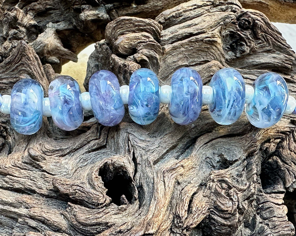 blue lampwork beads