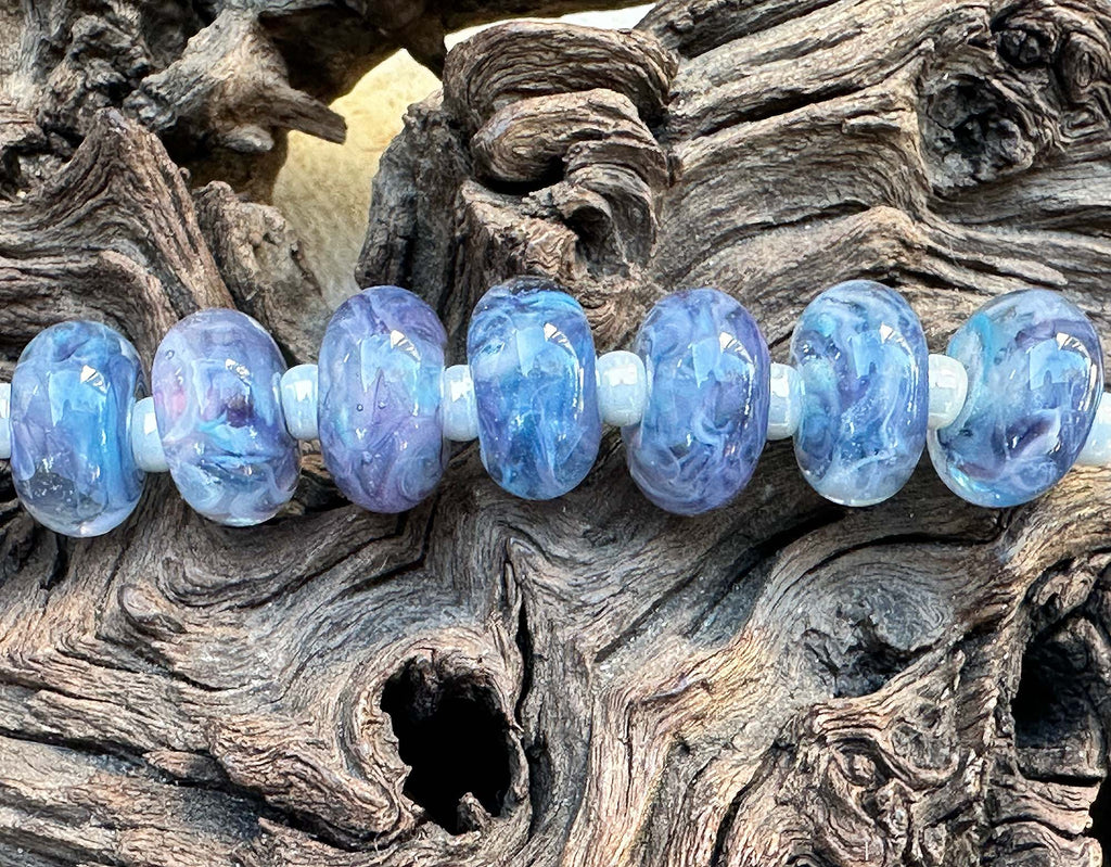 blue lampwork beads