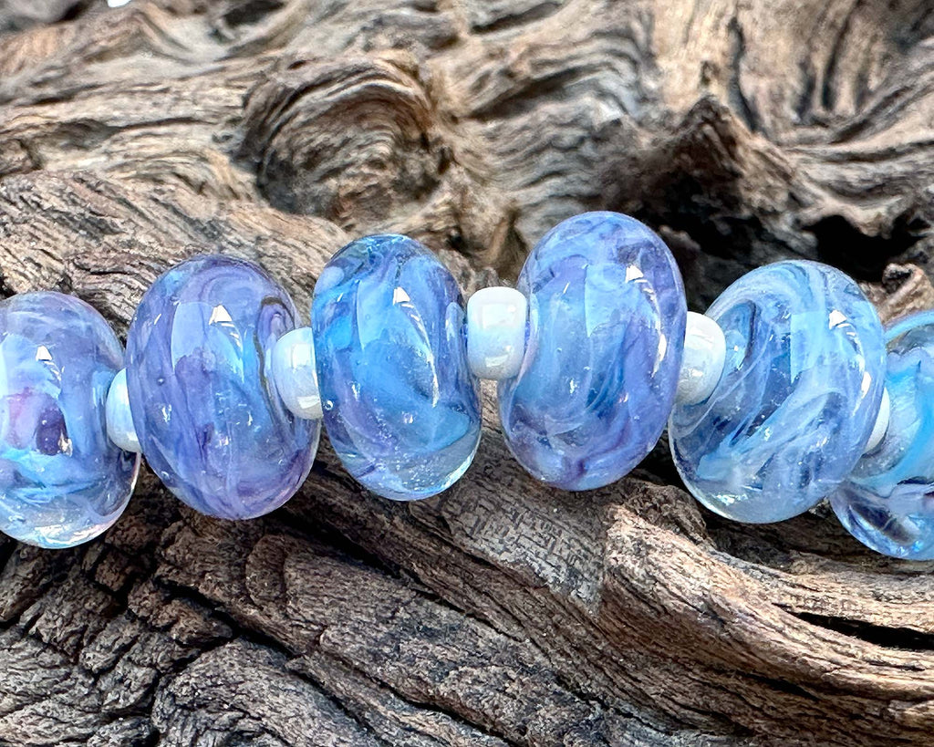 blue lampwork beads