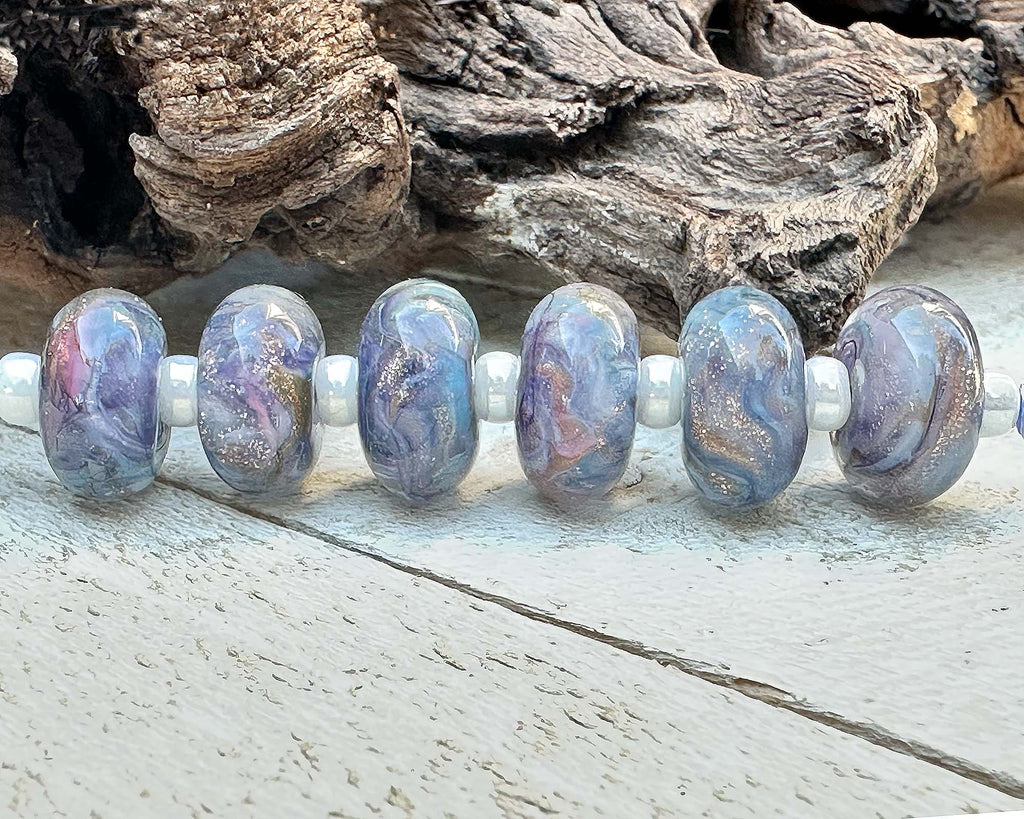 blue lampwork beads