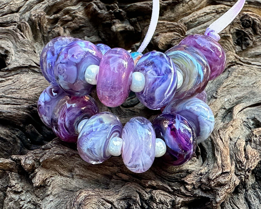 purple lampwork beads