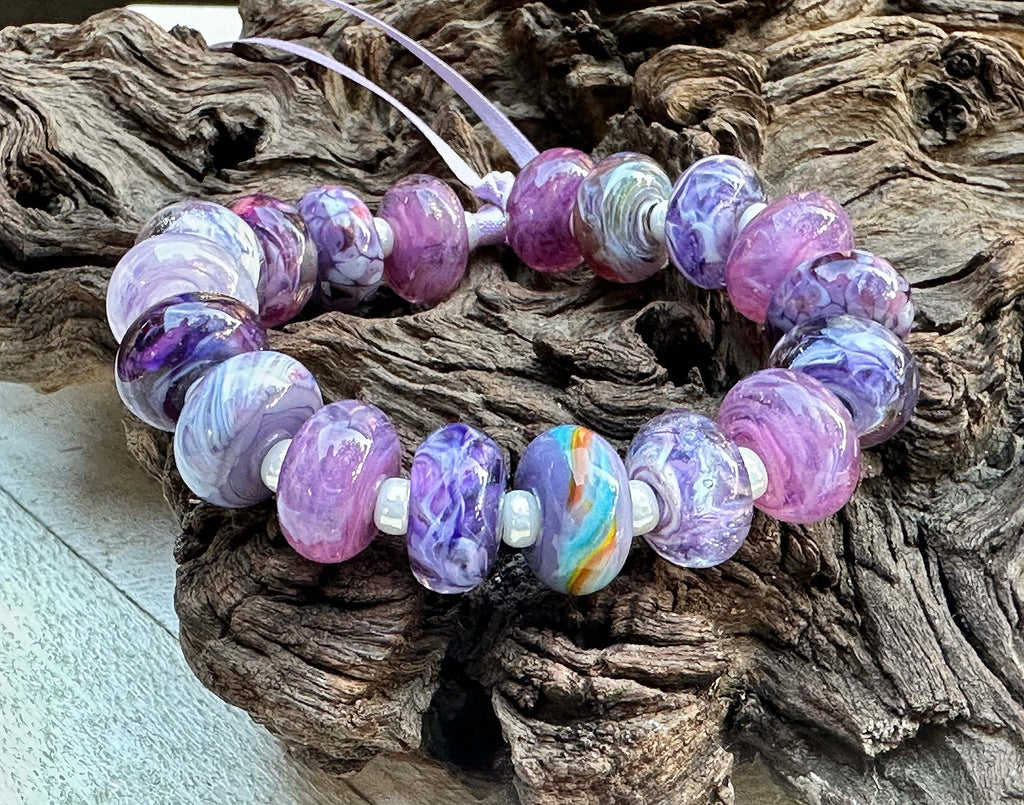 purple lampwork beads