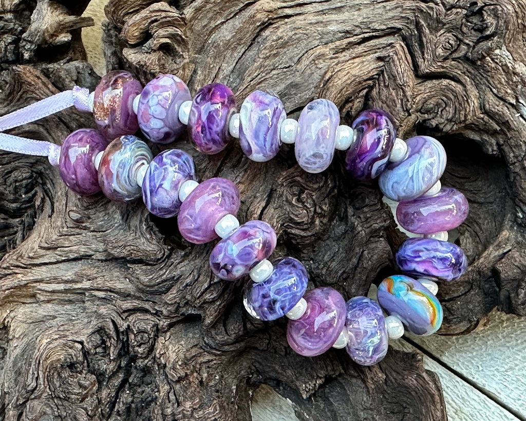 purple lampwork beads