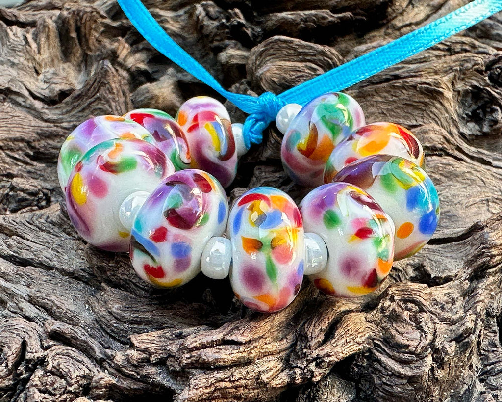 rainbow lampwork beads
