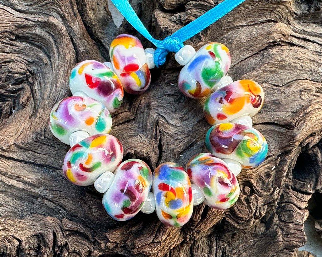 rainbow lampwork beads