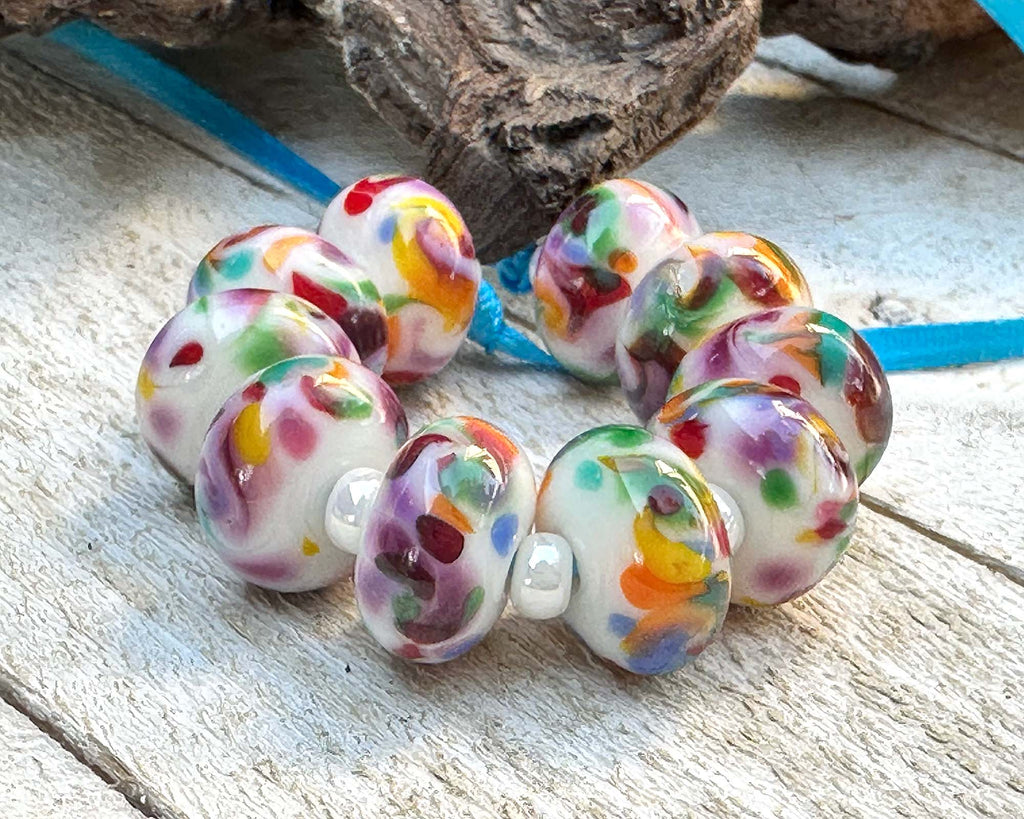 rainbow lampwork beads