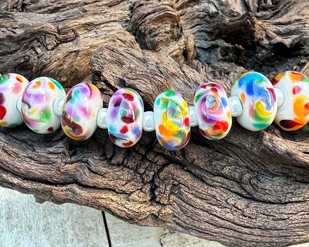 rainbow lampwork beads