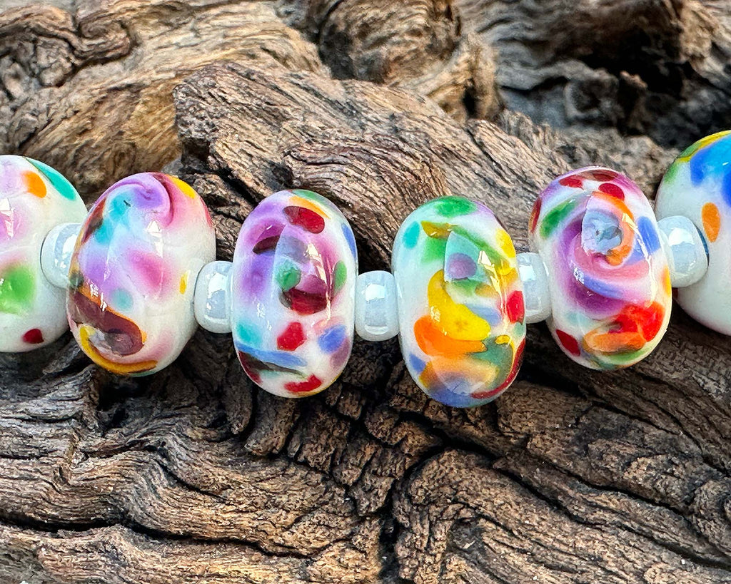 rainbow lampwork beads