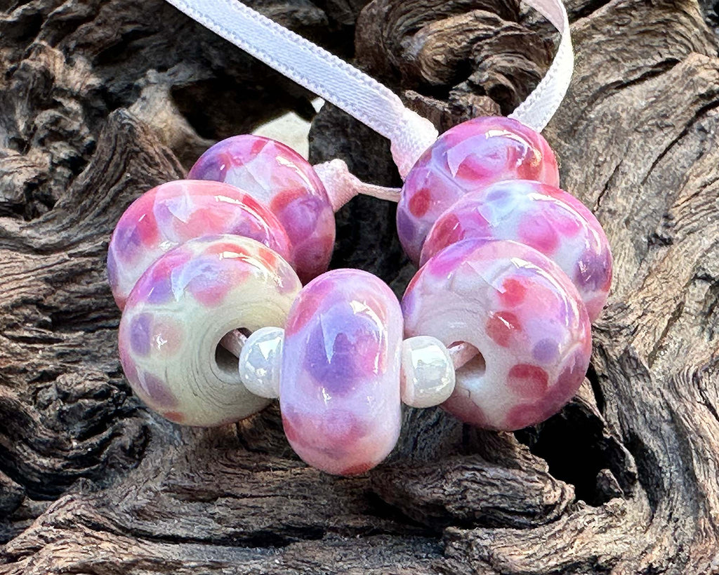 pink lampwork beads