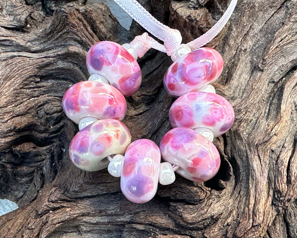 pink lampwork beads