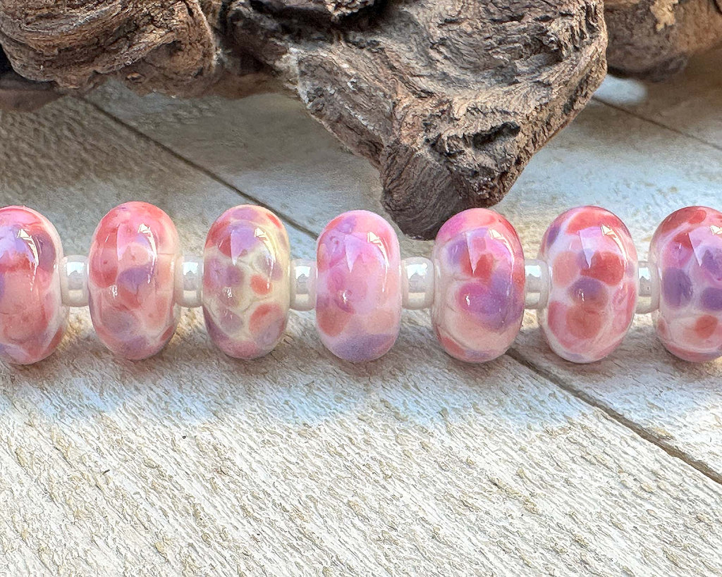 pink lampwork beads