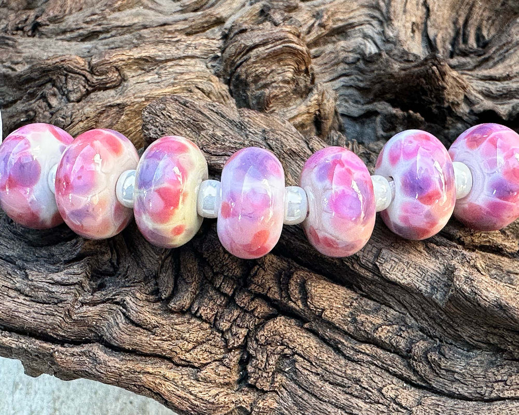 pink lampwork beads