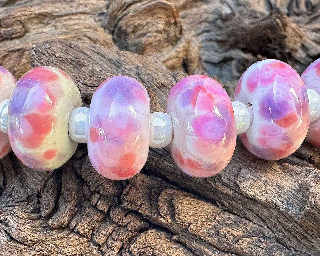 pink lampwork beads
