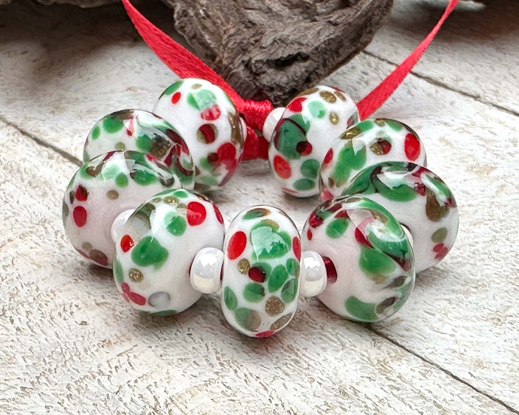 Christmas lampwork beads