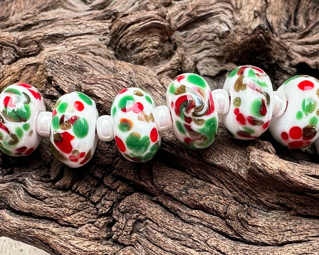 Christmas lampwork beads