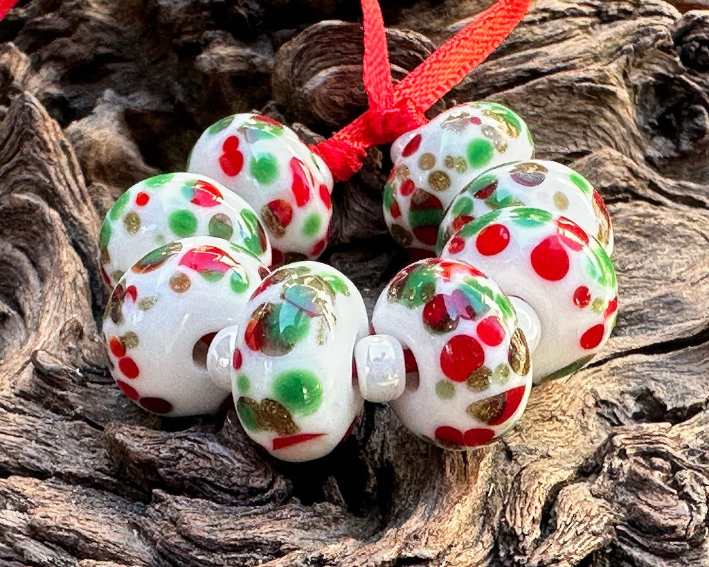 Christmas lampwork beads